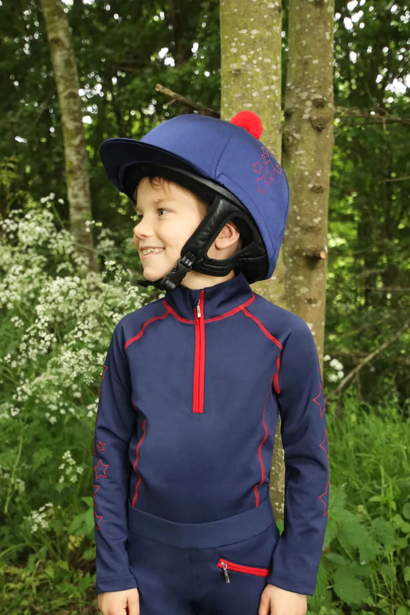 Hy Equestrian Stella Children's Base Layer - Navy/Red-1